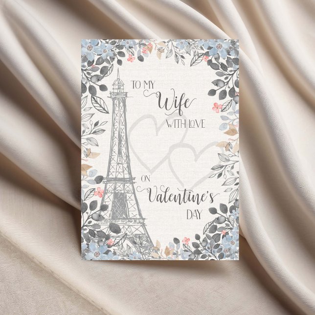 Tarjeta Esposa Romántico Día de San Valentín Torre Eiffel (Subido por el creador)