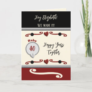 Tarjeta Esposa te ama a ruby 40º aniversario negro