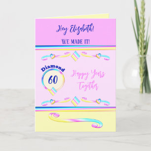 Tarjeta Esposa te ama diamante 60 aniversario azul