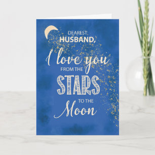 Tarjeta Esposo, amor de estrellas a cielo nocturno lunar