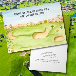 Tarjeta Esposo, cumpleaños campo de golf del desierto acua