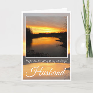 Tarjeta Esposo de aniversario, Sunrise Naranja oscuro,