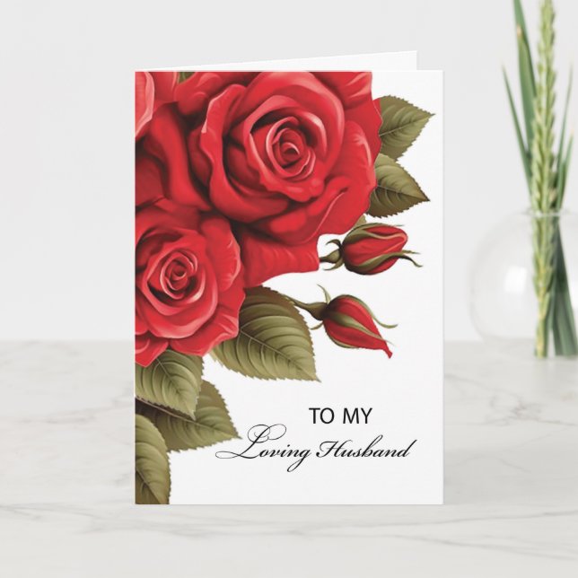 Tarjeta Esposo Día de San Valentín Amar las rosas rojas (Anverso)