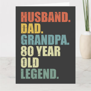Tarjeta Esposo Papá Abuelo Leyenda de 80 Años Cumple 80 Añ