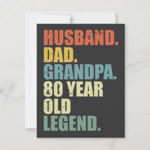 Tarjeta Esposo Papá Abuelo Leyenda de 80 años Cumpleaños 8