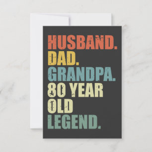 Tarjeta Esposo Papá Abuelo Leyenda de 80 Años Cumpleaños 8