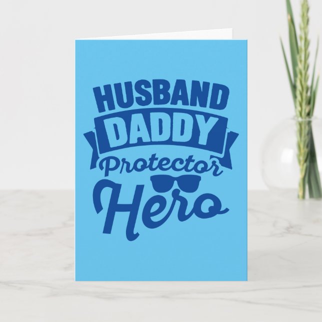 Tarjeta Esposo. Papá. Protector. Hero. (Anverso)