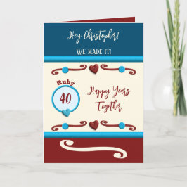 Tarjeta Esposo Ruby 40º aniversario azul