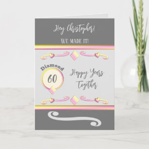 Tarjeta Esposo te ama diamante 60 aniversario gris