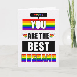 Tarjeta Esposo te amo tipografía arcoiris LGBTQ