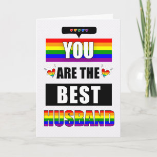 Tarjeta Esposo te amo tipografía arcoiris LGBTQ