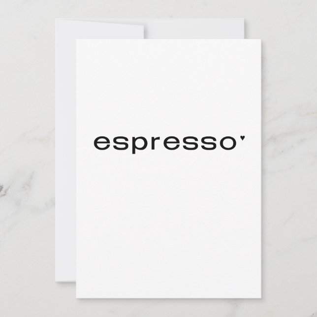 Tarjeta Espresso - minimalistic typography card (Anverso)