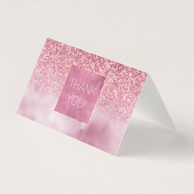 Tarjeta Espuma Purpurina de Glam Rosa Girly (Anverso)