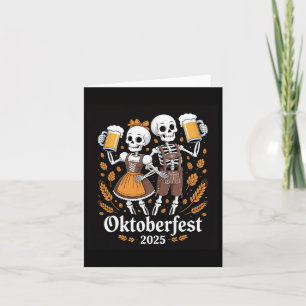 Tarjeta Esqueleto alemán Halloween Lederhosen Funny 2025