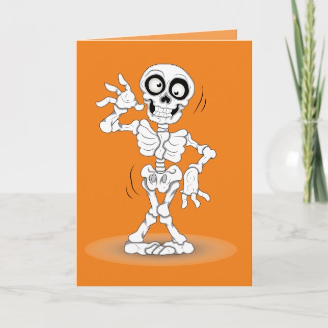Tarjeta Esqueleto animado de Halloween (Anverso)