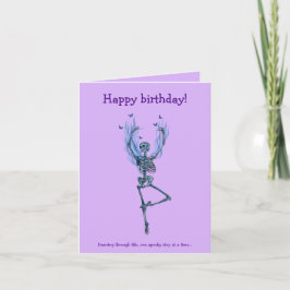 Tarjeta Esqueleto Azul Bailando Cumpleaños Feliz Divertido