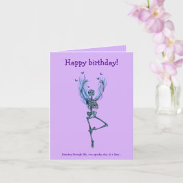 Tarjeta Esqueleto Azul Bailando Cumpleaños Feliz Divertido