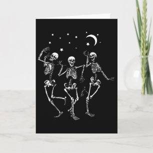 Tarjeta Esqueleto bailando bajo la luna divertido feliz Ha