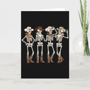 Tarjeta Esqueleto bailando caballo con botas western count