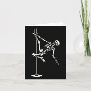 Tarjeta Esqueleto bailando sobre Pole Funny Halloween