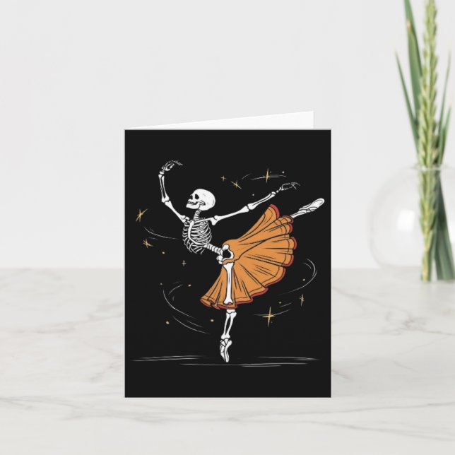 Tarjeta Esqueleto bailarín Byllerina Byllet Dance Hallowee (Anverso)