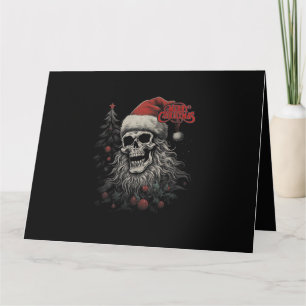 Tarjeta Esqueleto Calavera Divertida Feliz Navidad Santa C