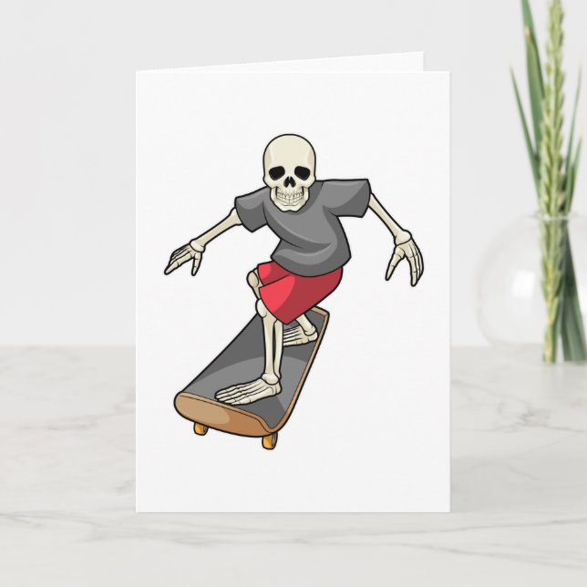 Tarjeta Esqueleto como patinador con monopatín (Anverso)