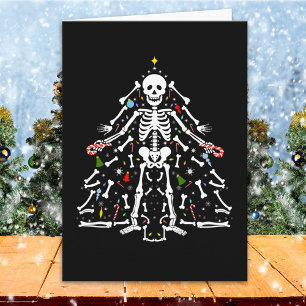 Tarjeta Esqueleto de árbol de Navidad alegre