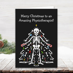 Tarjeta Esqueleto de árbol de Navidad del fisioterapeuta