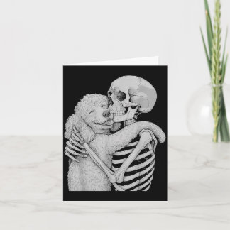 Tarjeta Esqueleto de Caniche Abrazo Amante de Perros Hallo