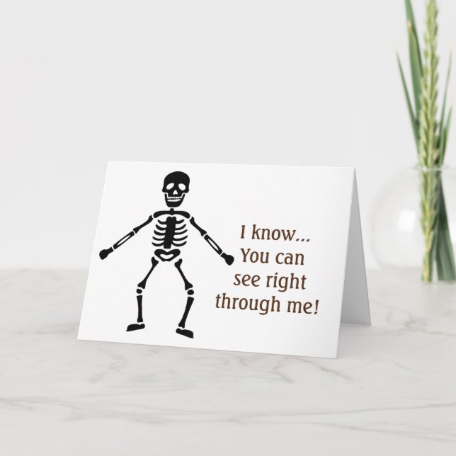 TARJETA ESQUELETO DE COMEDIA CON AMOR PARA TI EN HALLOWEEN (Anverso)