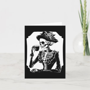 Tarjeta Esqueleto de cráneo de Halloween Costo del café fl