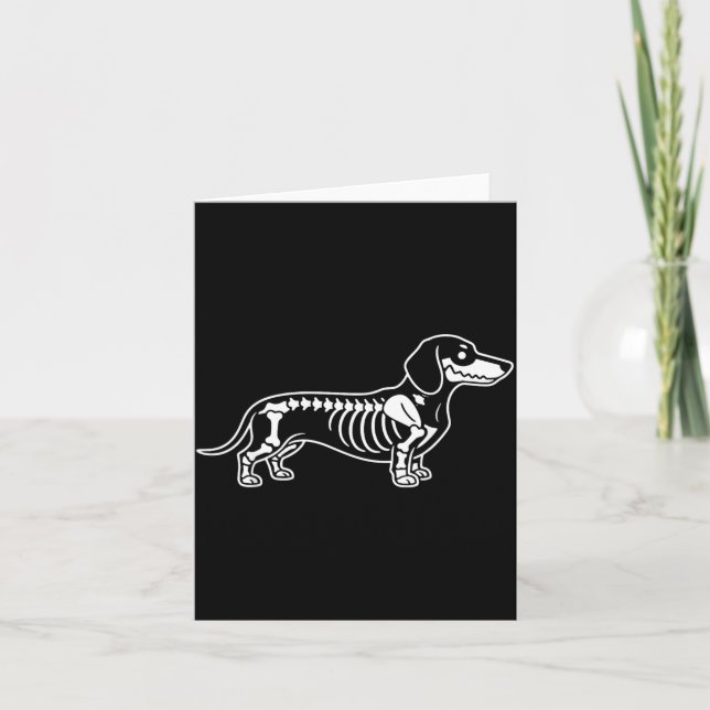 Tarjeta Esqueleto de Dachshund Halloween Salchicha Perro (Anverso)