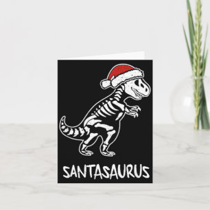 Tarjeta Esqueleto de Dinosaurio Santasaurio Navidad T Rex