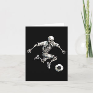 Tarjeta Esqueleto de fútbol jugando fútbol Halloween Cráne