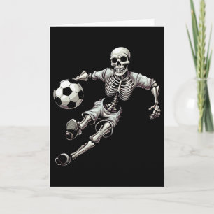 Tarjeta Esqueleto de fútbol jugando fútbol Halloween Cráne