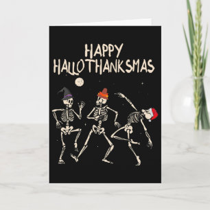 Tarjeta Esqueleto de Hallothanksmas Navidad Halloween Grac
