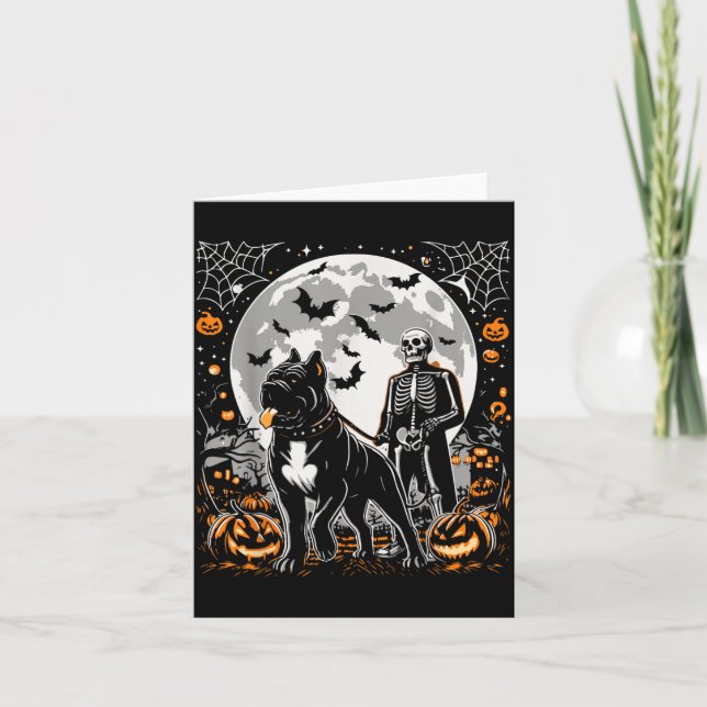 Tarjeta Esqueleto de Halloween Cane Corso Esquelético Cami (Anverso)
