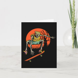 Tarjeta Esqueleto De Halloween Con Skateboard