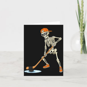 Tarjeta Esqueleto de Halloween Divertido Hockey Para Chico