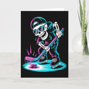 Tarjeta Esqueleto de Halloween Hockey Drip Chicos Juventud