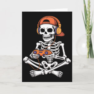 Tarjeta Esqueleto de Halloween Jugador de videojuegos Chic