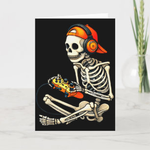 Tarjeta Esqueleto de Halloween Jugador de Videojuegos Chic