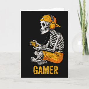Tarjeta Esqueleto de Halloween Jugador de Videojuegos Dive
