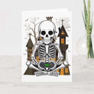 Tarjeta Esqueleto de Halloween Jugador de Videojuegos Espe