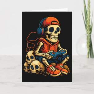 Tarjeta Esqueleto de Halloween Jugador de Videojuegos Fant
