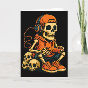 Tarjeta Esqueleto de Halloween Jugador de Videojuegos Fant