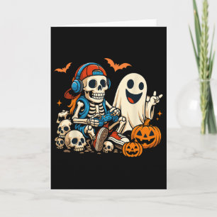 Tarjeta Esqueleto de Halloween Jugador de Videojuegos Fant