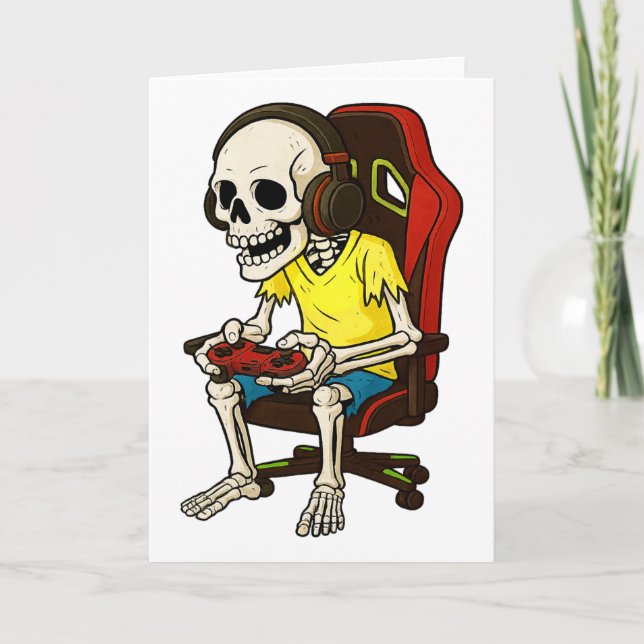 Tarjeta Esqueleto de Halloween para jugadores Videojuego d (Anverso)