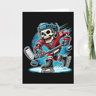 Tarjeta Esqueleto de hockey de Halloween